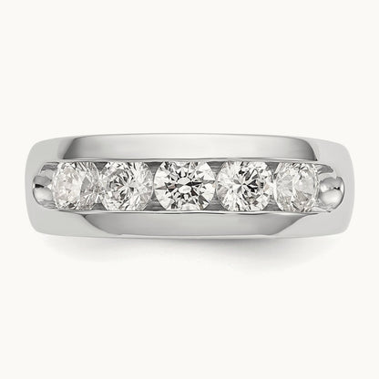 5-Stone Diamond Channel Band, 14K White Gold