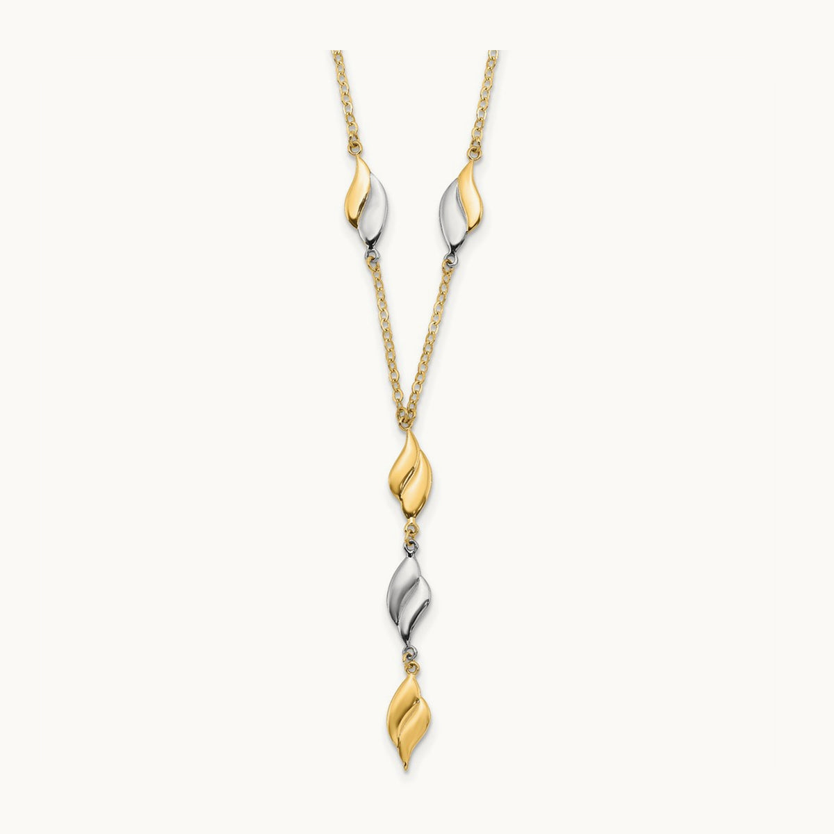 Polished Fancy Y Drop Necklace, 14K Two-tone