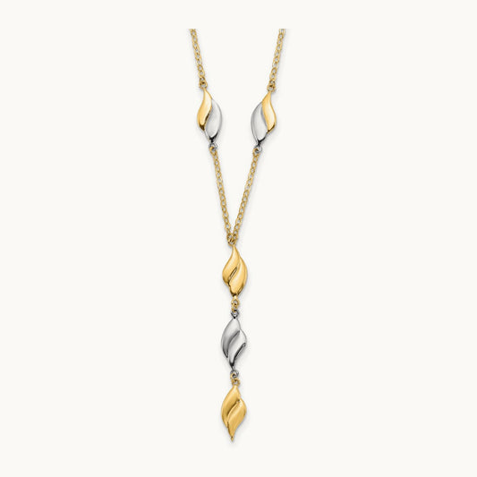 Polished Fancy Y Drop Necklace, 14K Two-tone