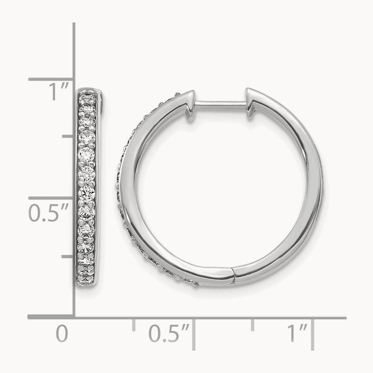 Diamond Hinged Hoop Earrings — 14K White Gold, 0.52 ct