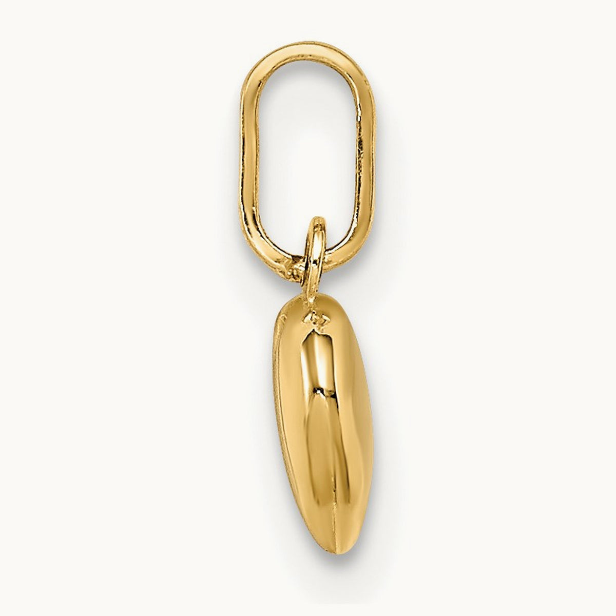 Polished 3-D Heart Charm — 14K Yellow Gold