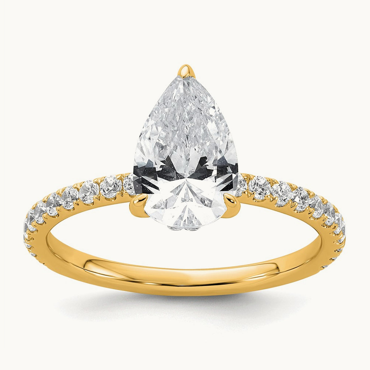 Pear Solitaire Engagement Ring, 1.25-4.75 ct tw Lab-Grown Diamond — 2 ct, 14K Yellow Gold