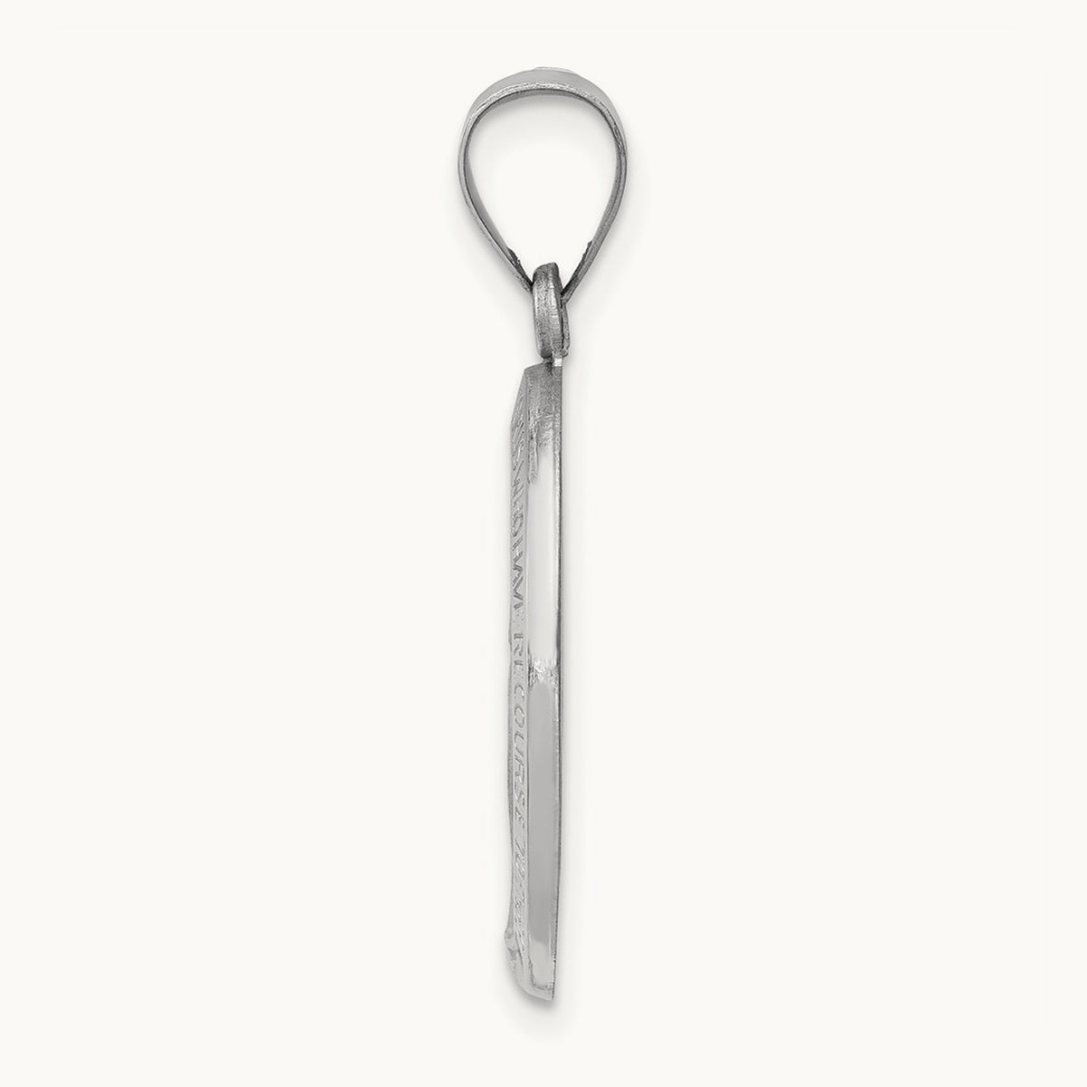 Polished / Satin Miraculous Medal Hollow Pendant, 14K White Gold