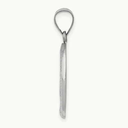 Polished / Satin Miraculous Medal Hollow Pendant, 14K White Gold