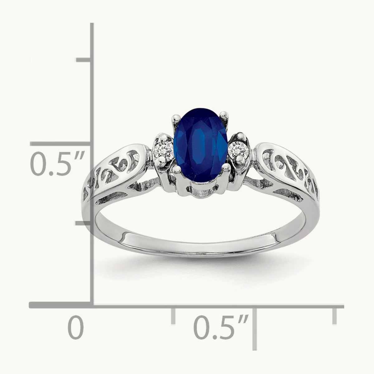 6x4mm Oval Sapphire AA Diamond ring, 14K White Gold