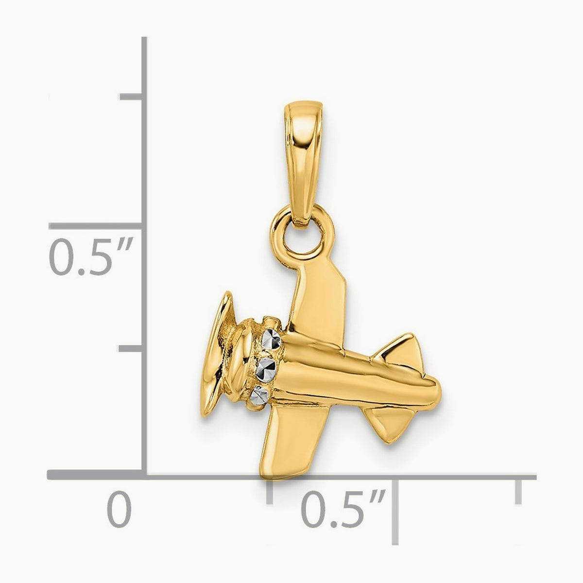 w/ White Rhodium 3D Diamond-cut Airplane Pendant, 14K