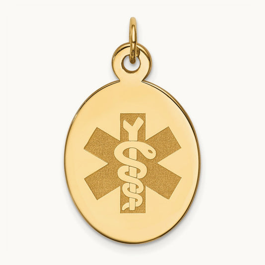 Non-enameled Medical Jewelry Pendant, 14K