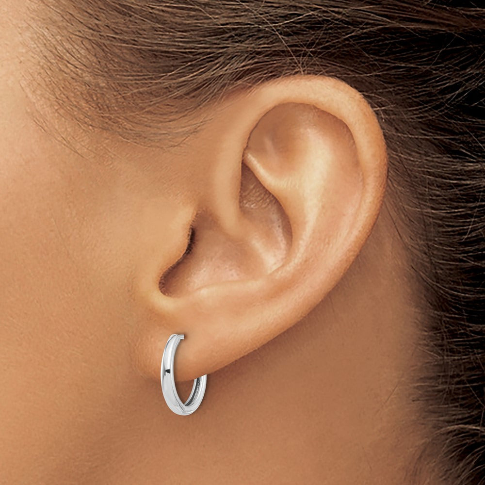 Polished Hinged Hoop Earrings — 14K White Gold