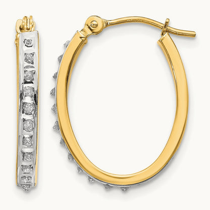 Diamond Fascination Diamond Dust/Accent Oval Hoop Earrings — 19mm