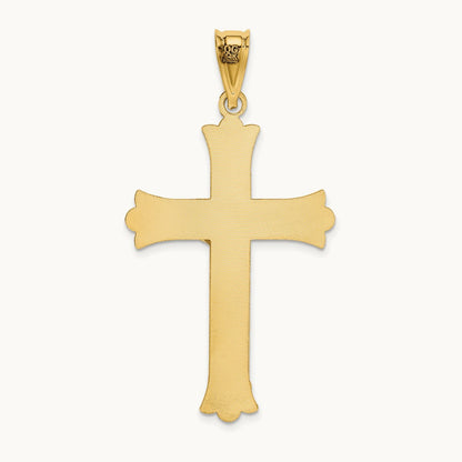 Polished Satin and D/C Crucifix Pendant, 14K