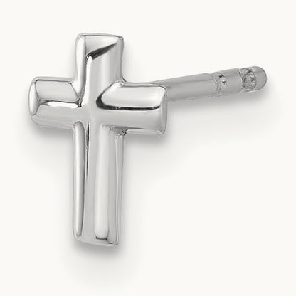 Single 14K White Gold Polished Cross Post Earring
