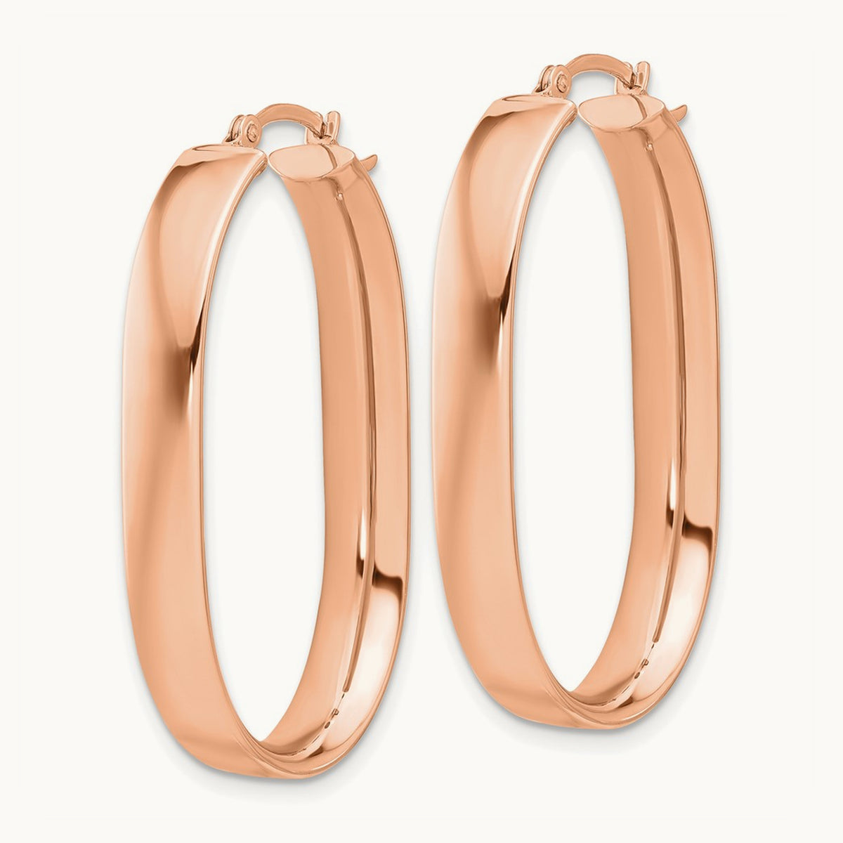 Oval Hoop Earrings — 14K Rose Gold