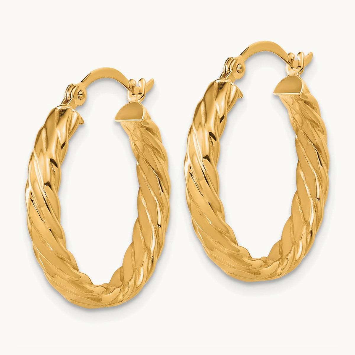 Small Patterned Hoop Earrings — 14K Yellow Gold