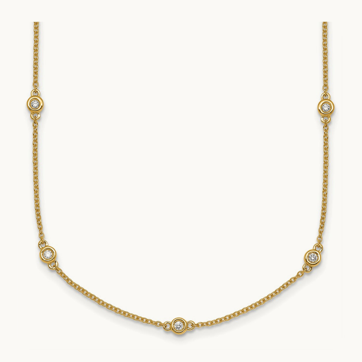 Diamond Station Cable Necklace, 14K