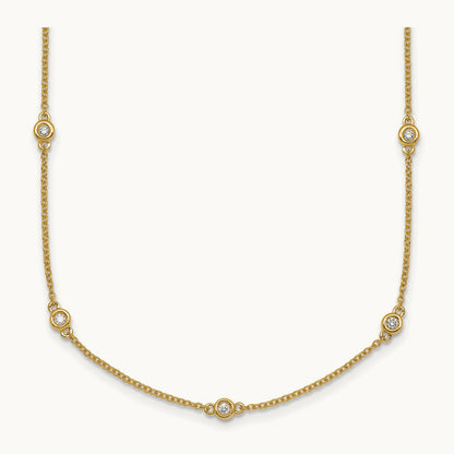 Diamond Station Cable Necklace, 14K