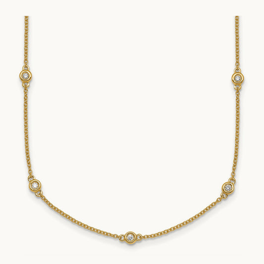Diamond Station Cable Necklace, 14K