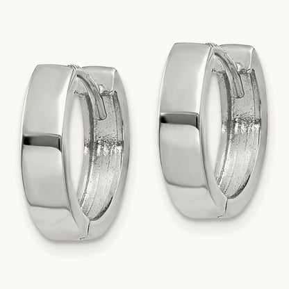 Round Hinged Hoop Earrings, 14K White Gold