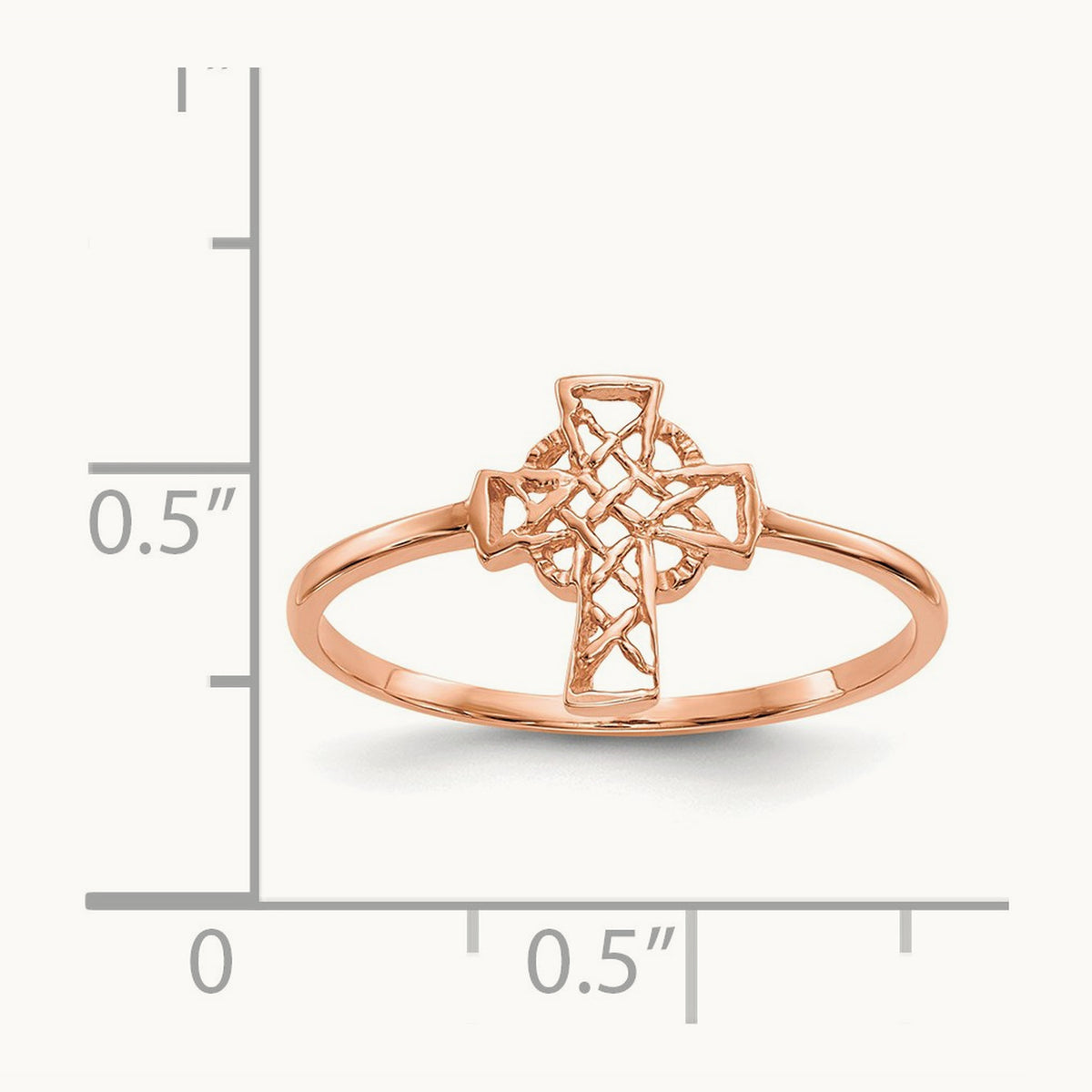 Polished Celtic Cross Ring — 14K Rose Gold