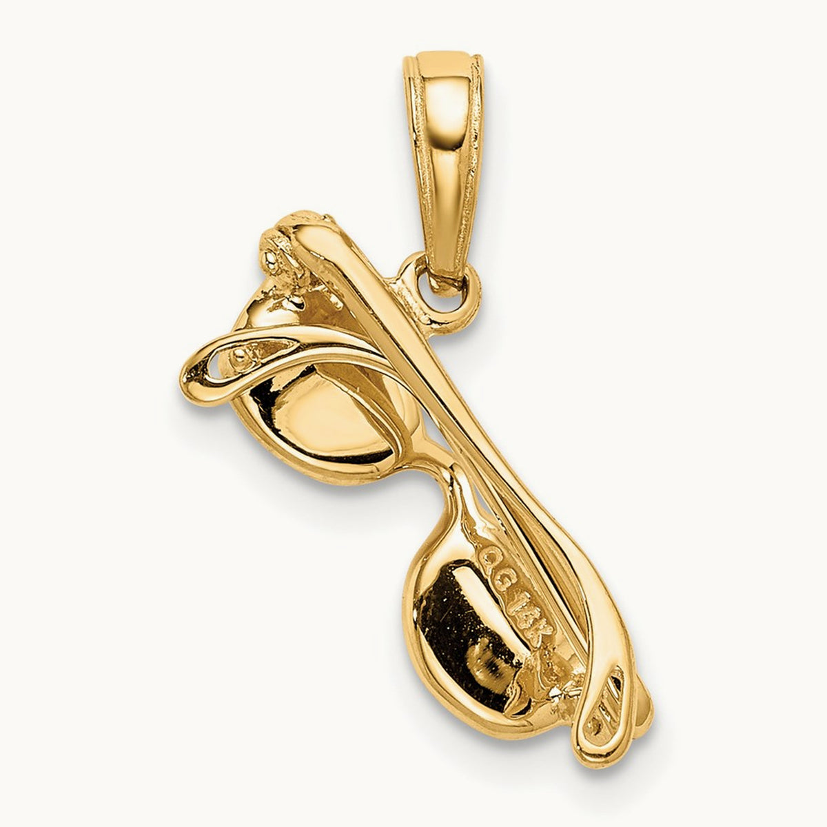 3-D Pink Enameled Moveable Sunglasses Pendant, 14K