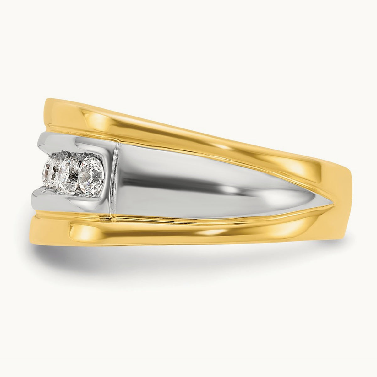 14ktt IBGoodman Men's Polished & Grooved 7-Stone Diamond Ring