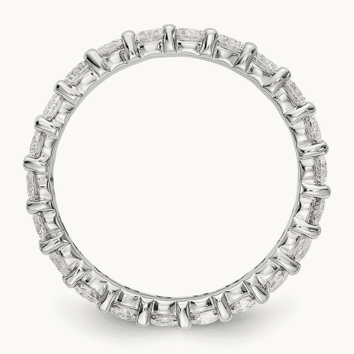 Polished Shared Prong 2ct Diamond Eternity Band, 14K White Gold