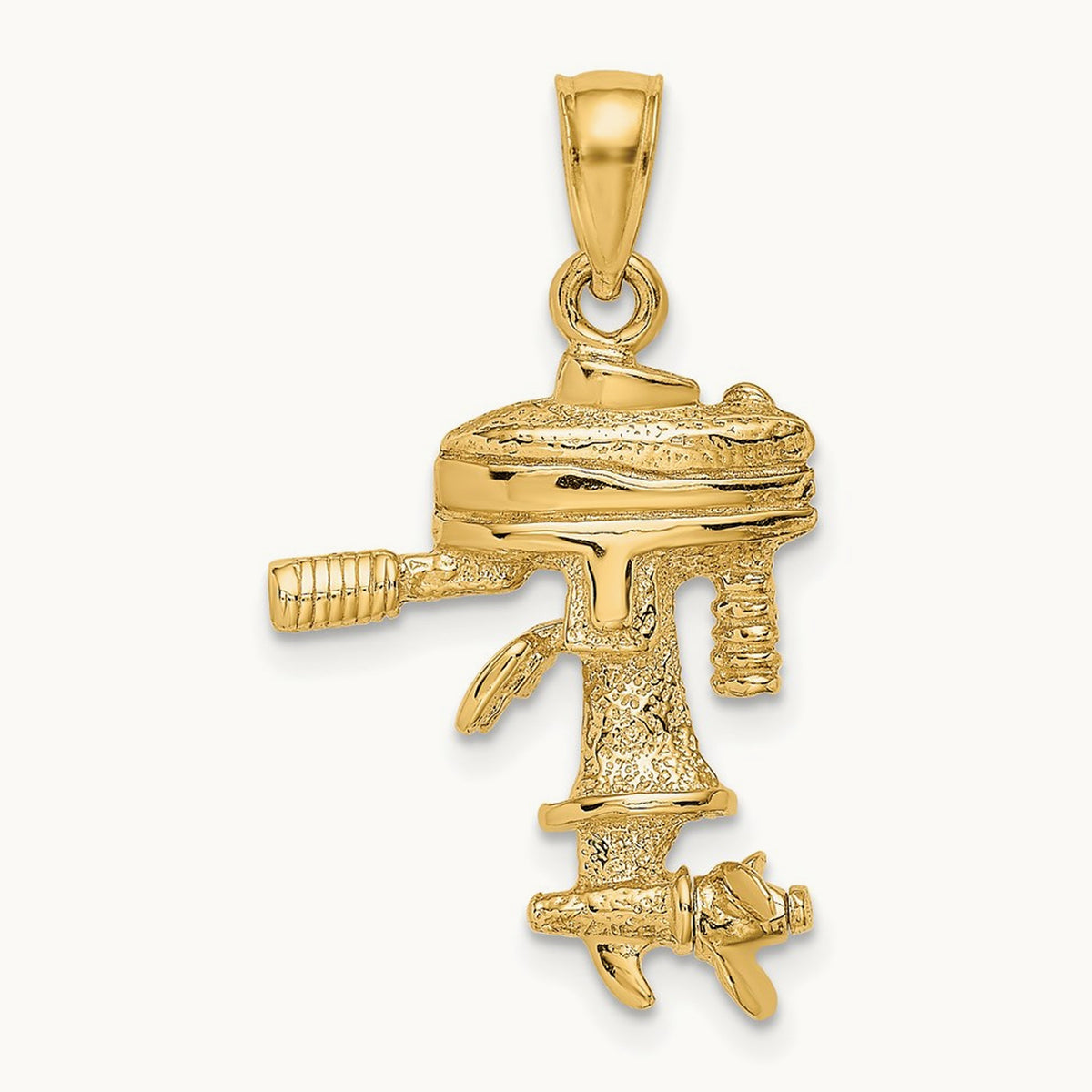 3-D Moveable Boat Engine Charm, 14K