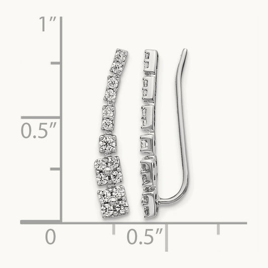 Diamond Ear Climber Earrings, 14K White Gold