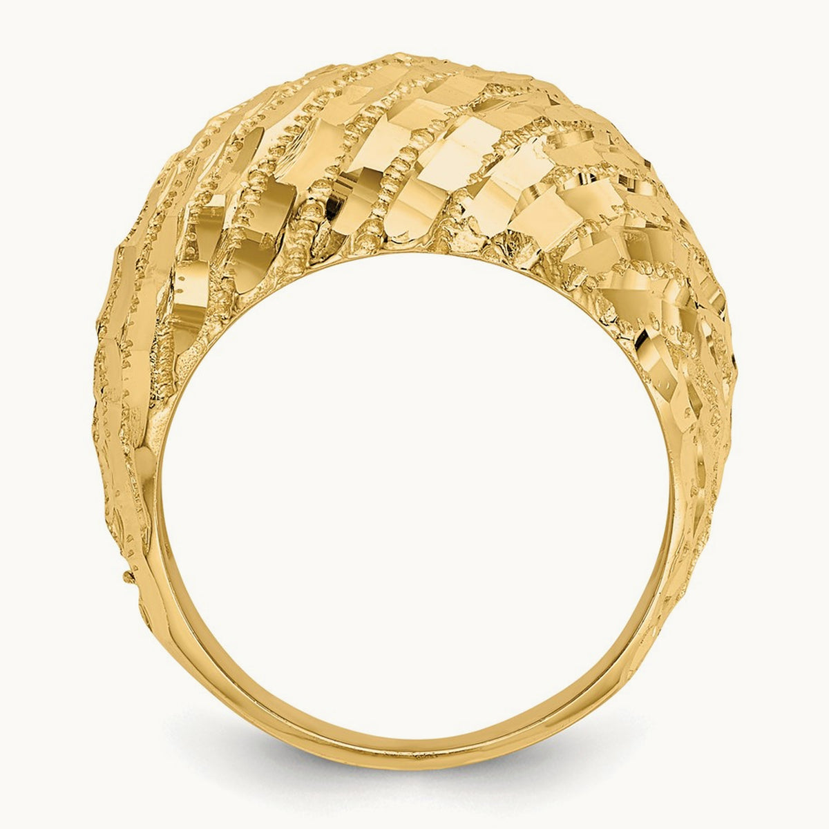 Diamond-Cut Dome Ring, 14K