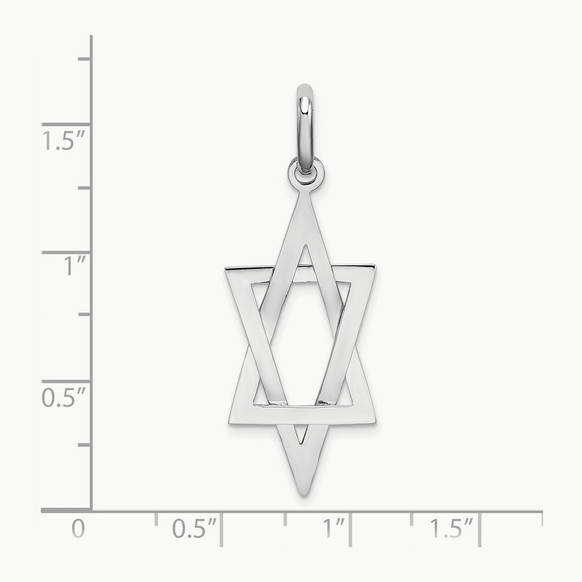 Elongated Star Of David Charm, 14K White Gold
