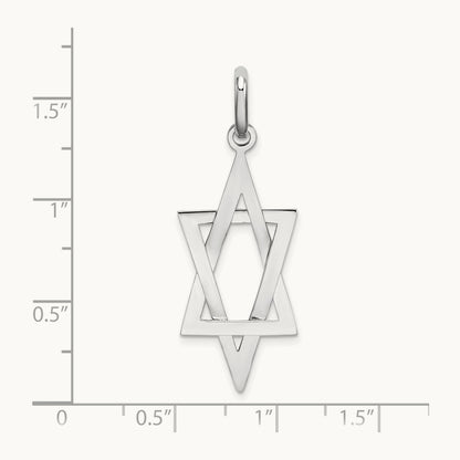 Elongated Star Of David Charm, 14K White Gold