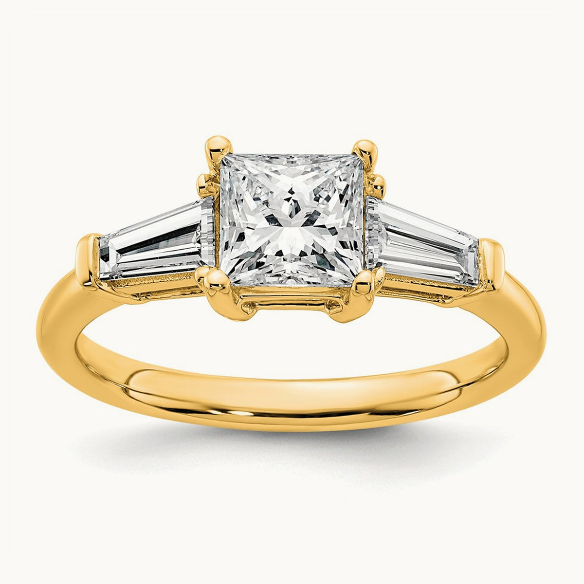 Princess & Baguette Engagement Ring — 14K Yellow Gold, 1 1/2 ct, 7
