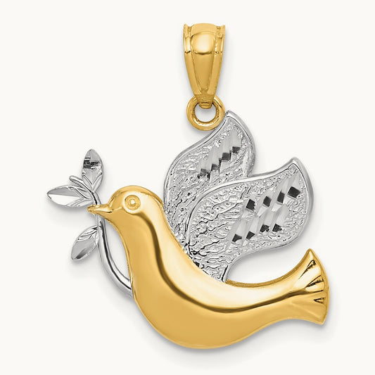 w/Rhodium Peace Dove Pendant, 14K
