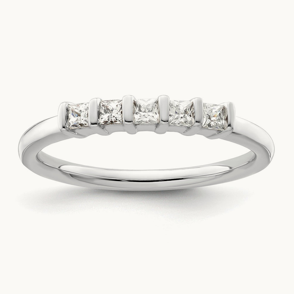 Bar-Set Princess-Cut 5-Stone Band — 1/4 ct, 7