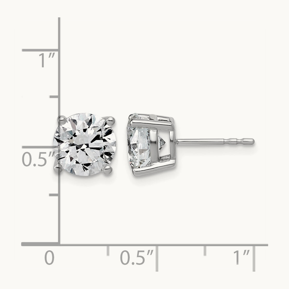 Round Lightweight Earrings, 0.25-6.00 ct tw Lab-Grown Diamond — 4 ct, 14K White Gold