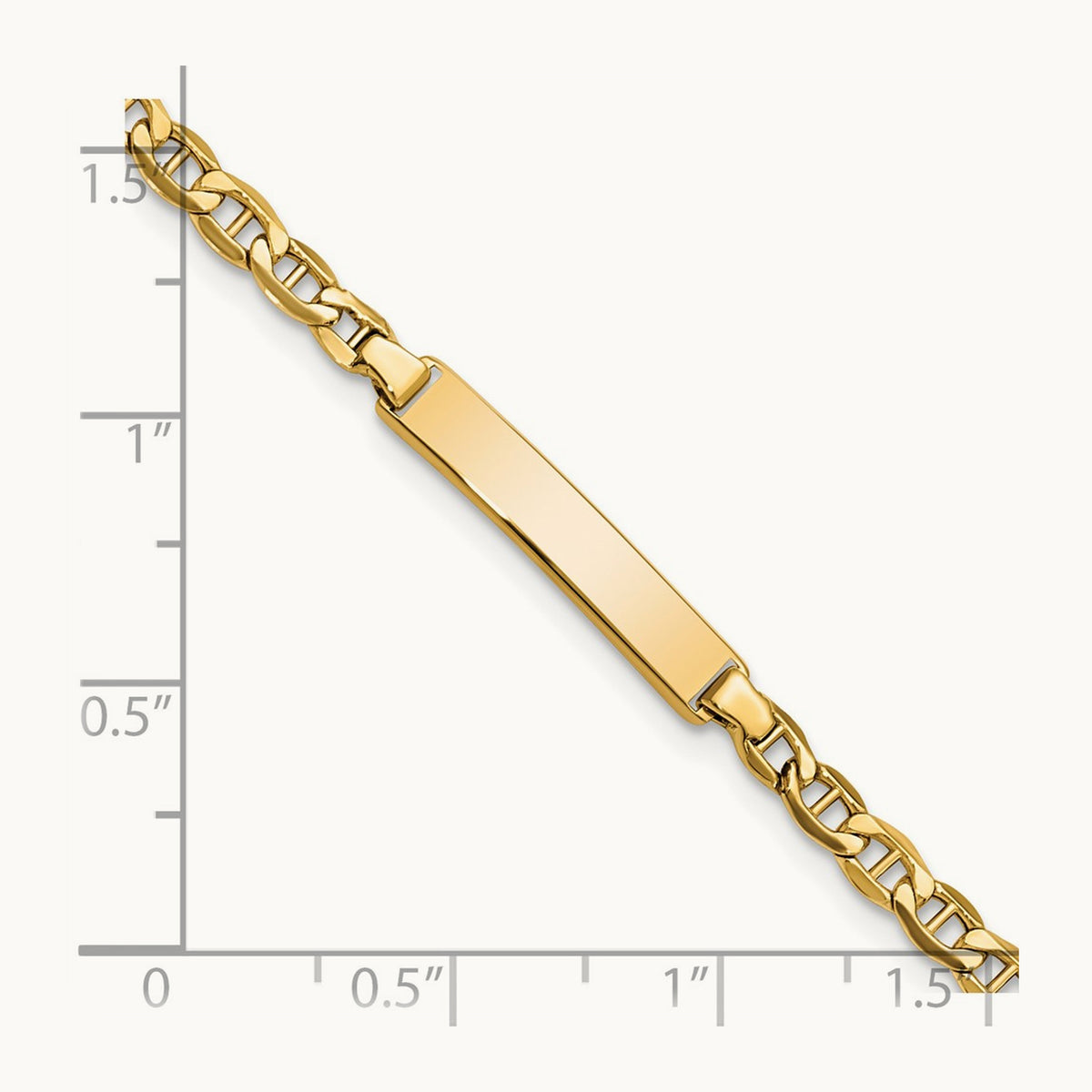 Semi-Solid Anchor Link ID Bracelet, 14K