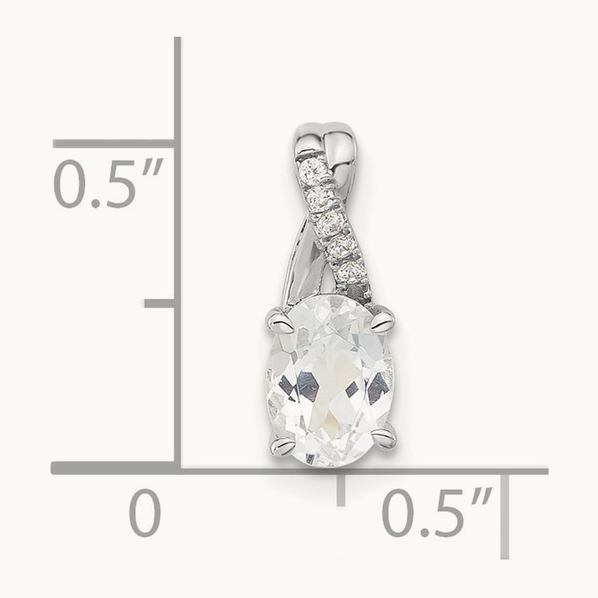 Oval Topaz and Diamond Pendant — 14K White Gold