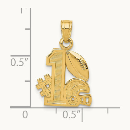 #1 Football w/ Helmet Charm, 14K