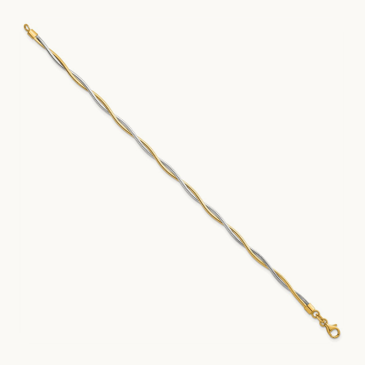Polished Twisted Omega 7.5in Bracelet, 14K Two-tone