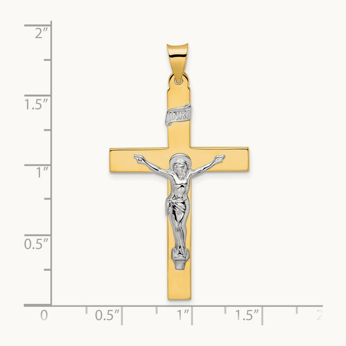 Polished Solid INRI Crucifix Pendant — 47.6mm