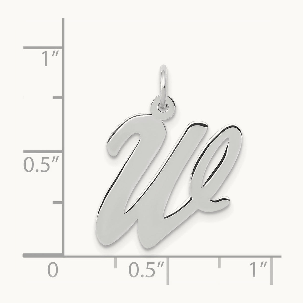 Large Script Initial Charm — 14K White Gold, W