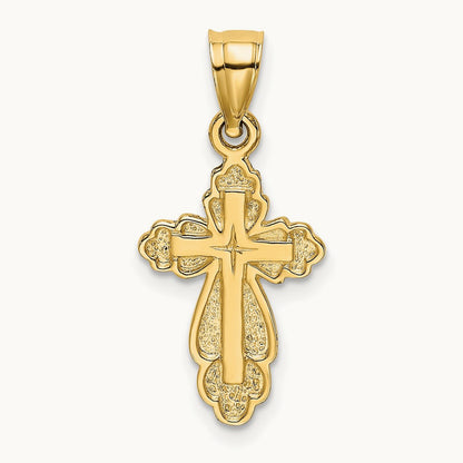 Solid Polished and Textured Cross Charm, 14K