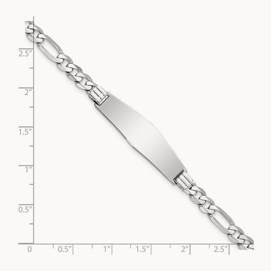 WG Figaro Link Soft Diamond Shape ID Bracelet, 14K
