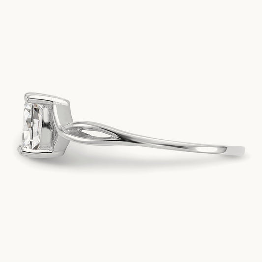 White Topaz Birthstone Ring, 14K White Gold
