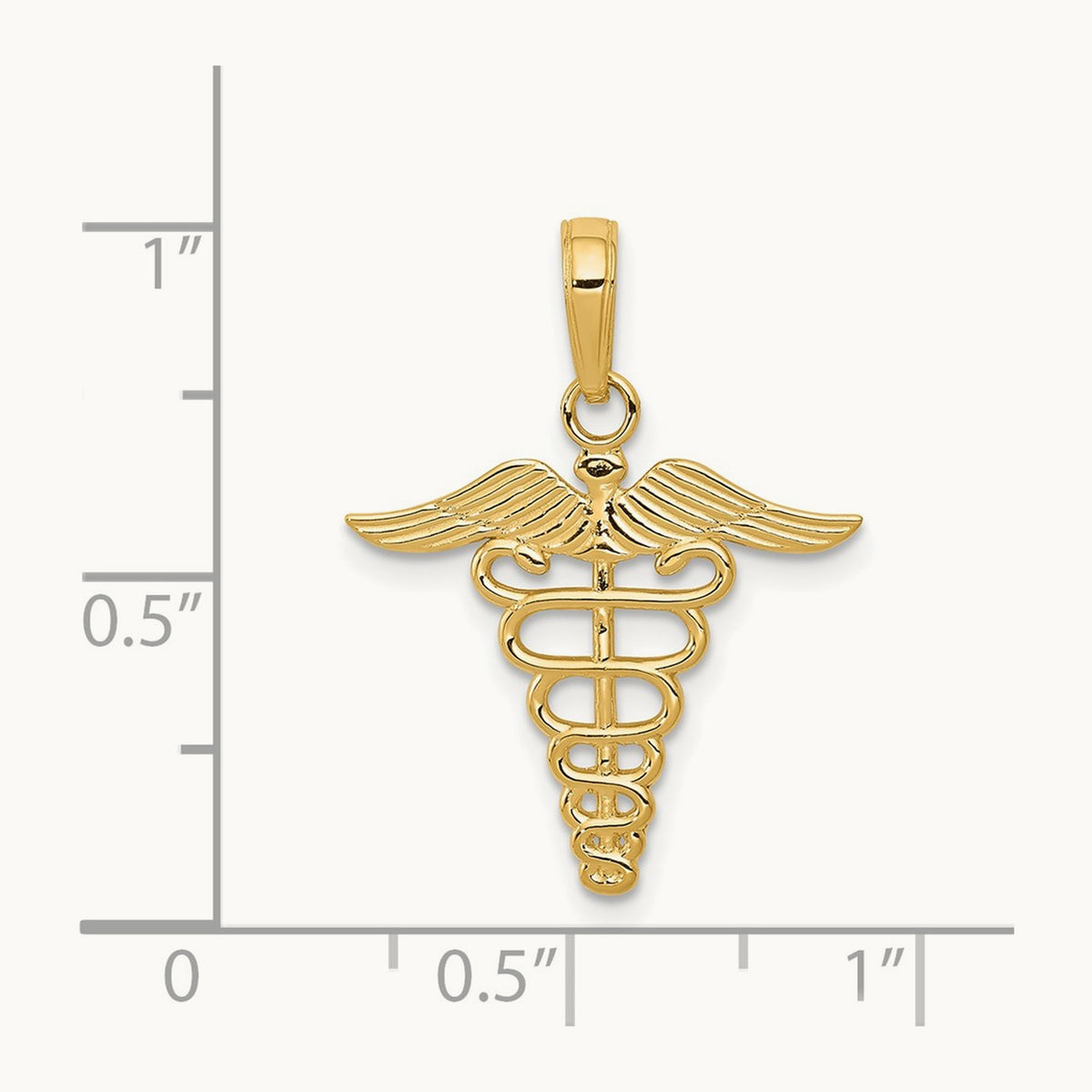 Caduceus Charm — 14K Yellow Gold