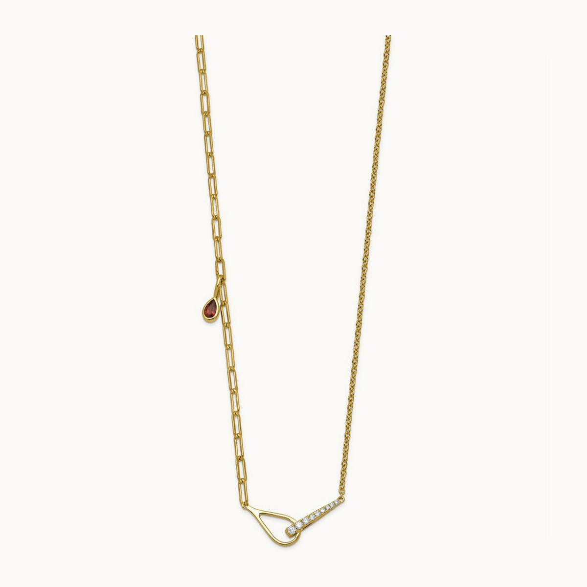 Fashion Loop & Gem Charm Necklace, 0.10 ct tw Lab-Grown Diamond