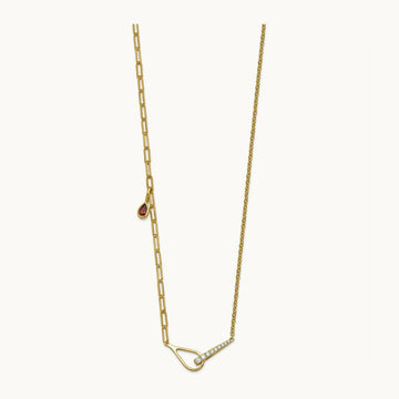 Fashion Loop & Gem Charm Necklace, 0.10 ct tw Lab-Grown Diamond