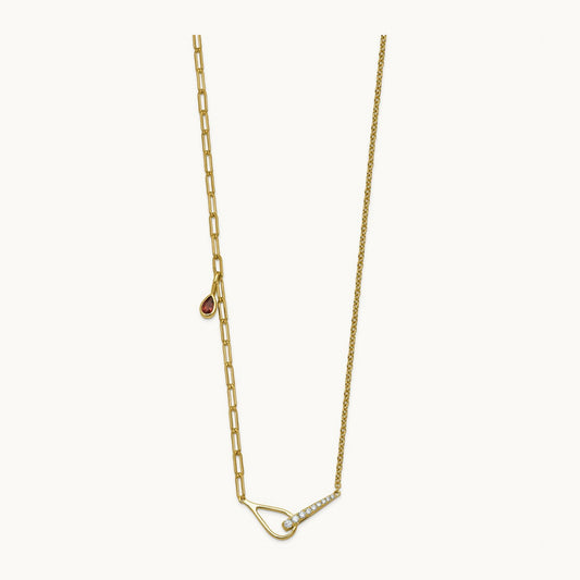 Fashion Loop & Gem Charm Necklace, 0.10 ct tw Lab-Grown Diamond