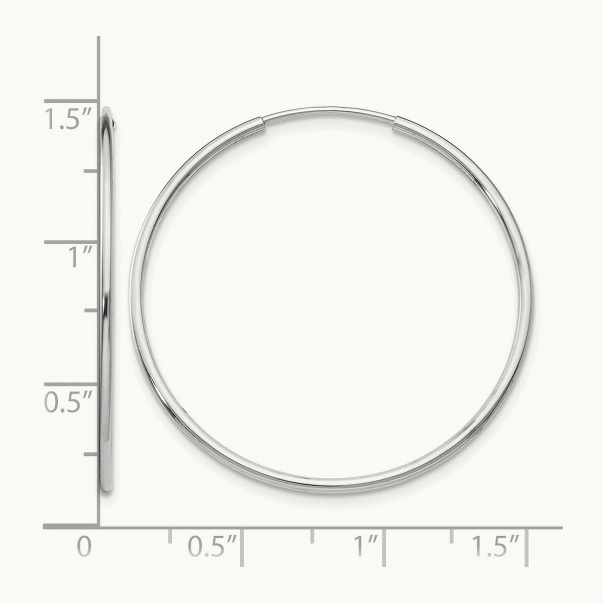 Polished Endless Tube Hoop Earrings, 1.20mm, 14K White Gold