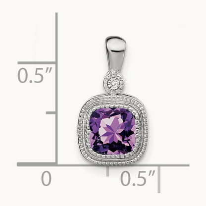 Cushion Amethyst and Diamond Pendant — photo set