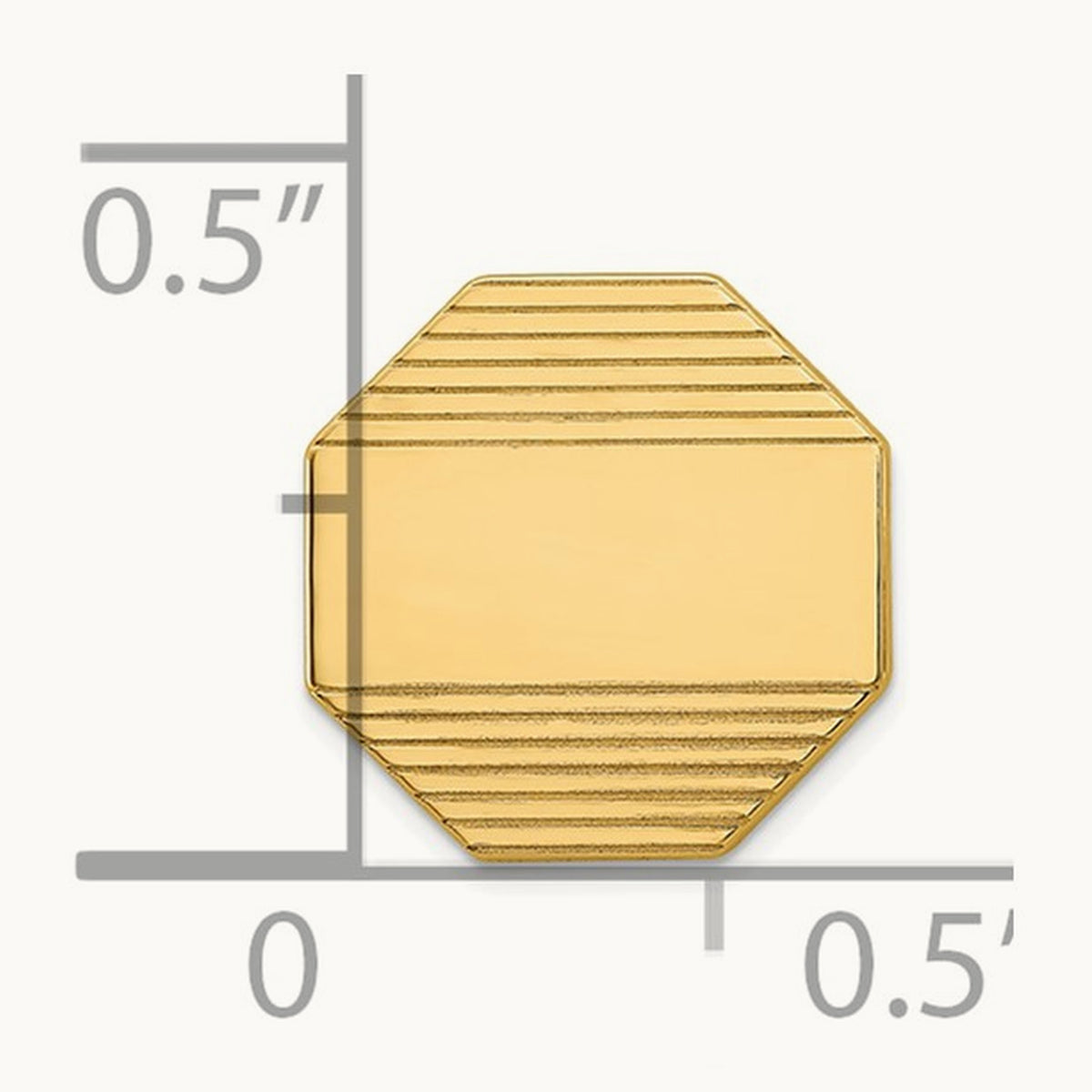Men's Octagonal Grooved Tie Tac, 14K